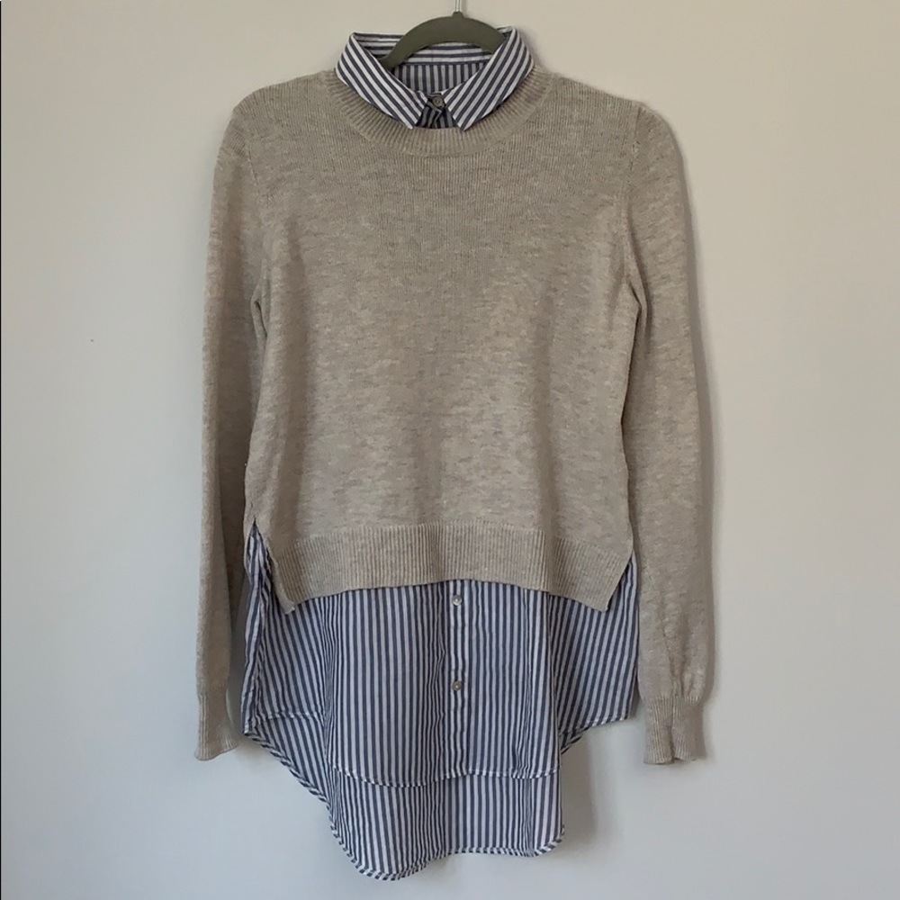 H&M Sweater with Striped Collar Button Down